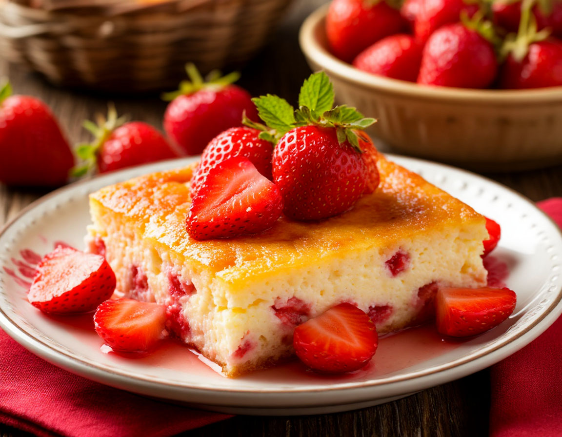 Творожная запеканка с клубникой: легкий десерт для всей семьи
