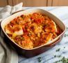 Запеченная треска с помидорами и нутом